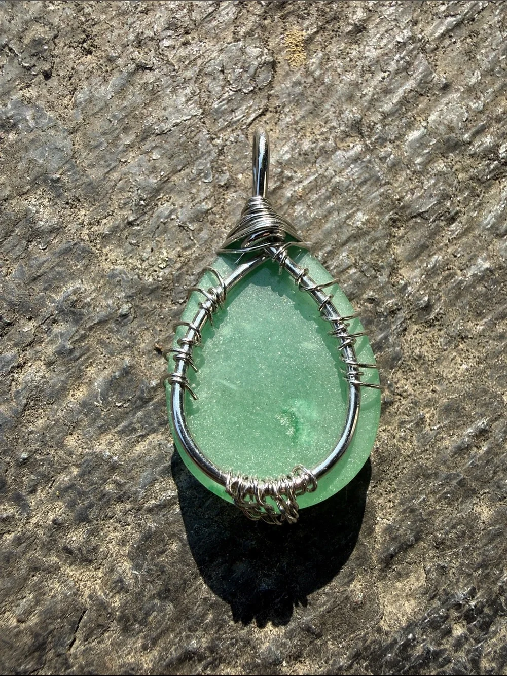 Handmade Green Glass Tree of Life Pendant Necklace
